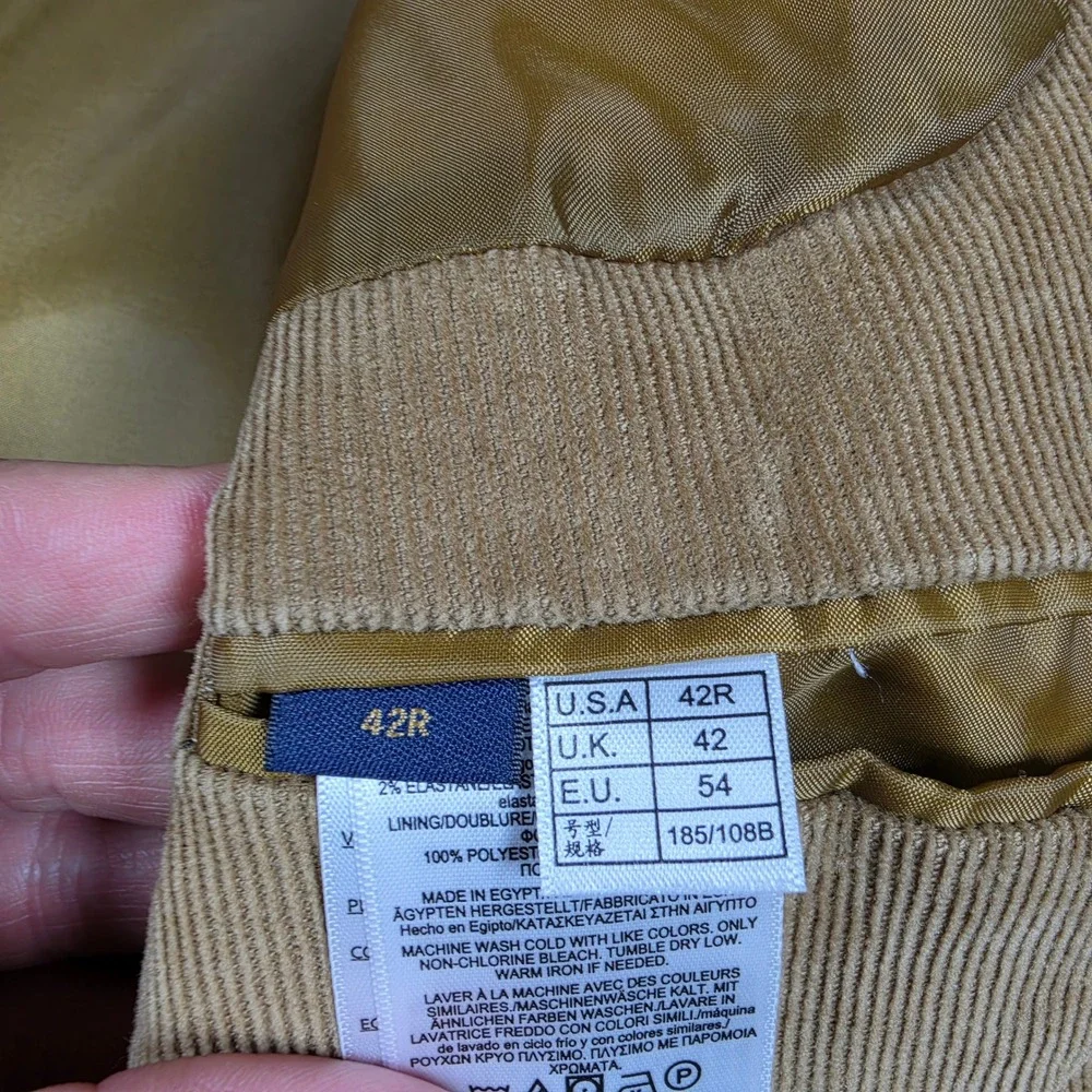 Brooks Brothers Regent Fit Mens 42R Beige Stretch Corduroy L/S Button Up Blazer